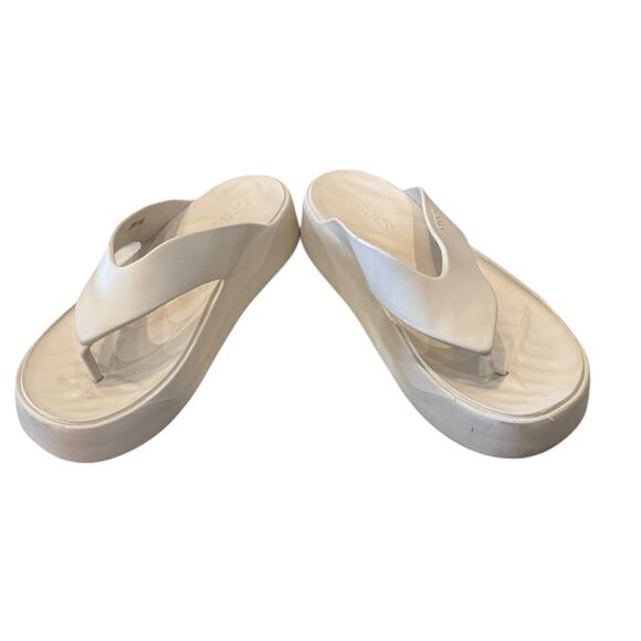 Crocs Women’s Getaway Platform Flip Thong Sandals in Stucco White Women's 11 - Picture 2 of 5